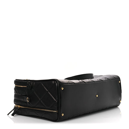 Chanel Shiny Grained Calfskin Quilted Large Travel Bowling Bag Black 4 of 12