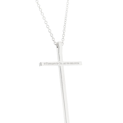 Tiffany 18K White Gold Diamond Metro Cross Pendant Necklace 3 of 5