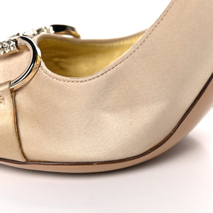 Gucci Satin Crystal Peep Toe Pumps 8 Champagne 17 of 19