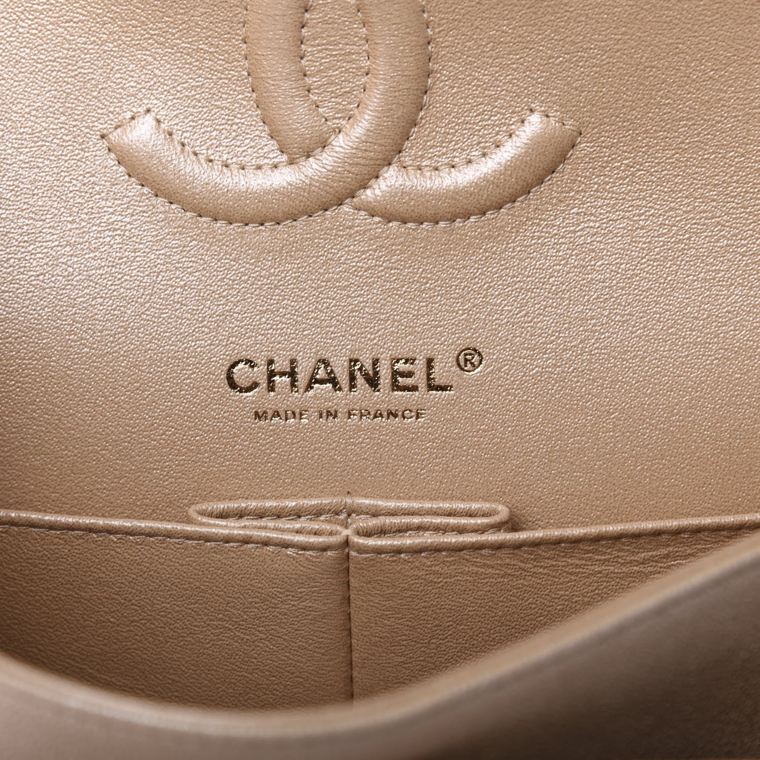 Chanel Iridescent Caviar Quilted Medium Double Flap Beige 9 of 11