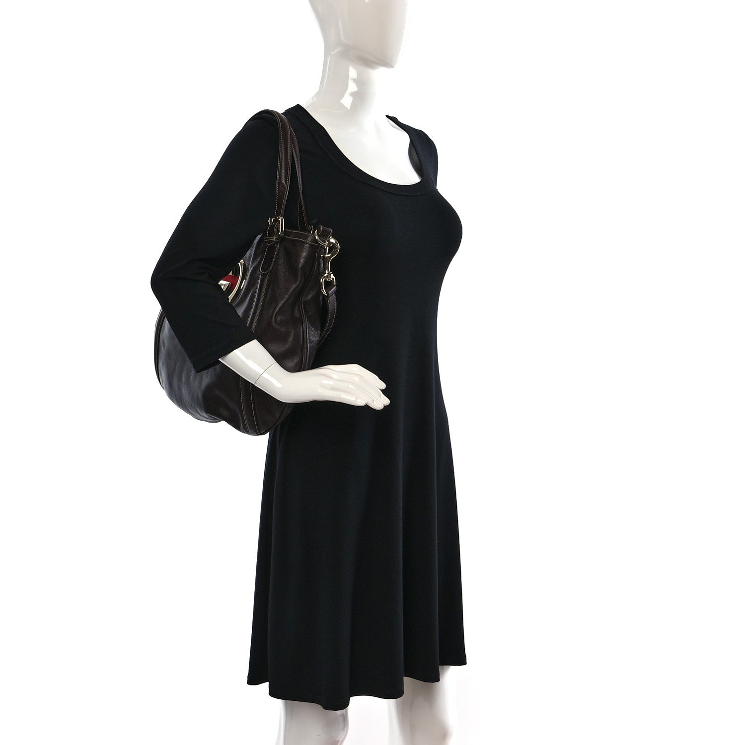 Gucci Calfskin Medium Britt Tote Dark Brown 2 of 10