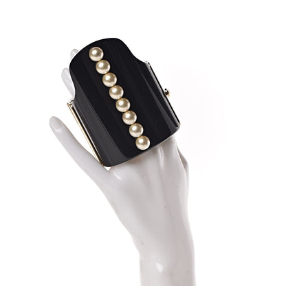 Chanel Resin Pearl CC Cuff Black 2 of 7