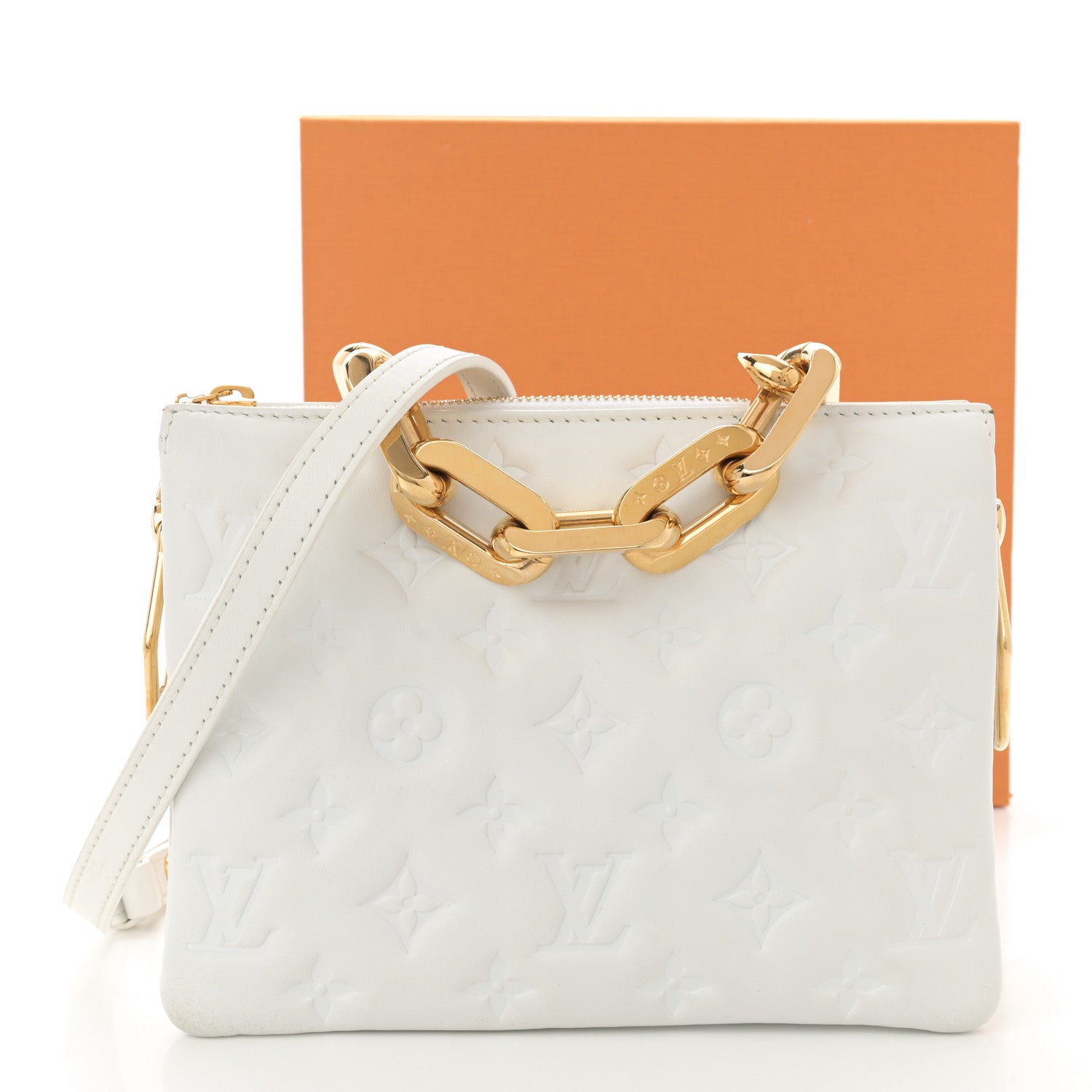Louis Vuitton Lambskin Embossed Monogram Coussin BB White 12 of 12