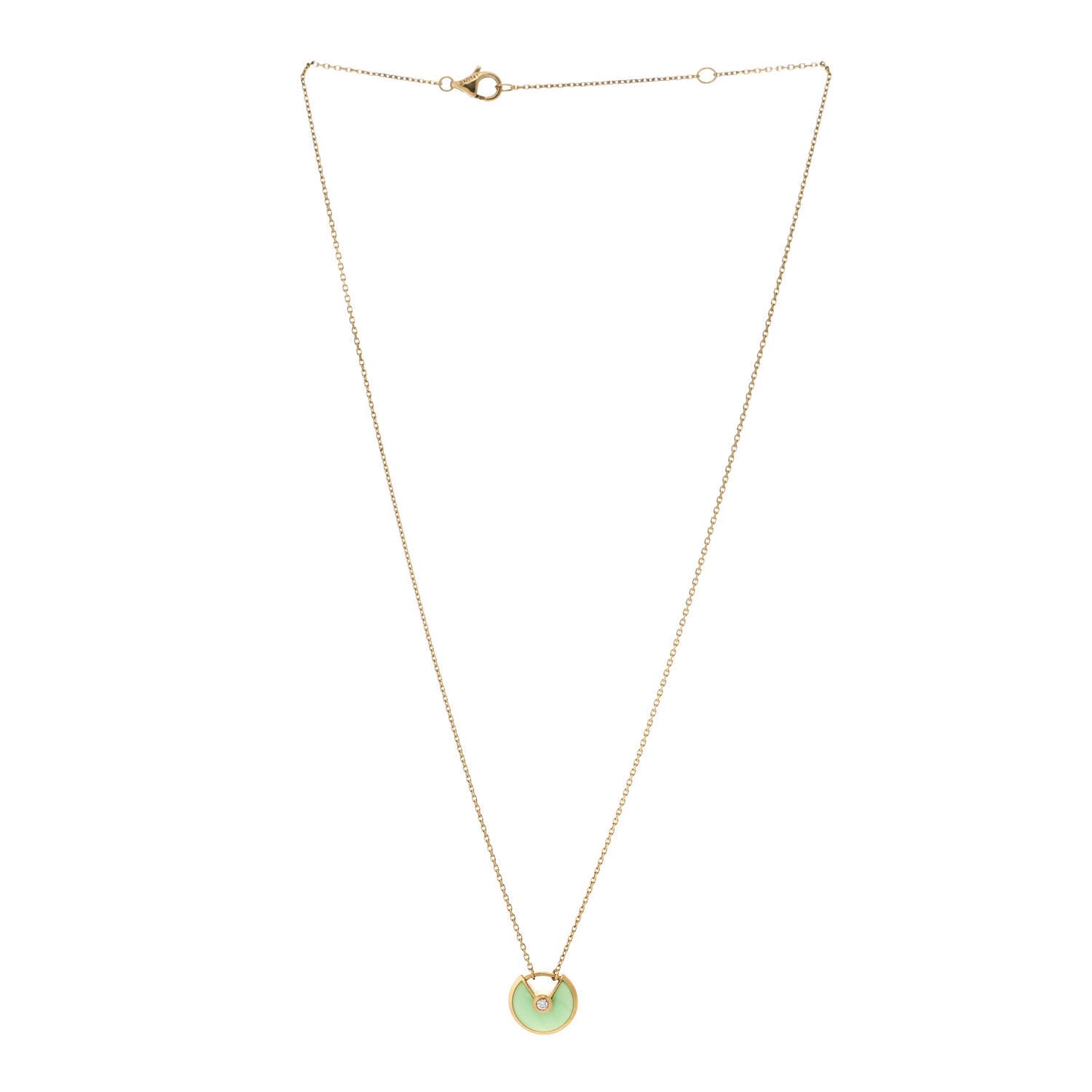 18K Yellow Gold Diamond Chrysoprase XS Amulette de Cartier Pendant Necklace