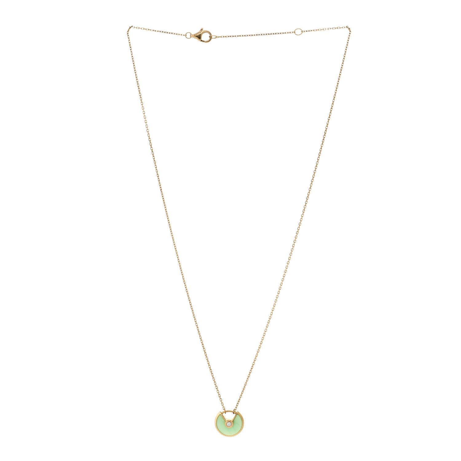 Cartier 18K Yellow Gold Diamond Chrysoprase XS Amulette de Cartier Pendant Necklace 3 of 5