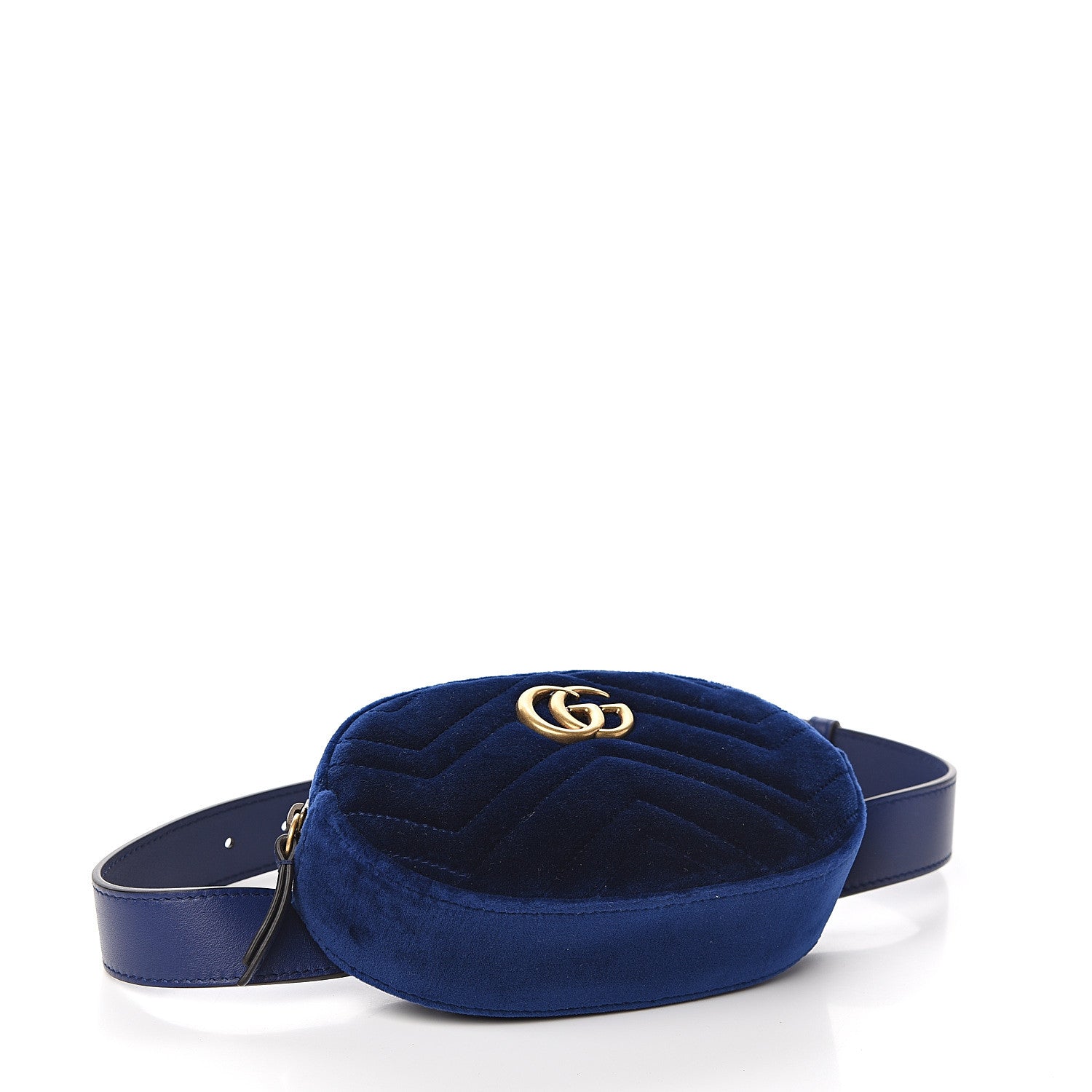 Gucci Velvet Matelasse GG Marmont Belt Bag 75 30 Cobalt Blue 3 of 8