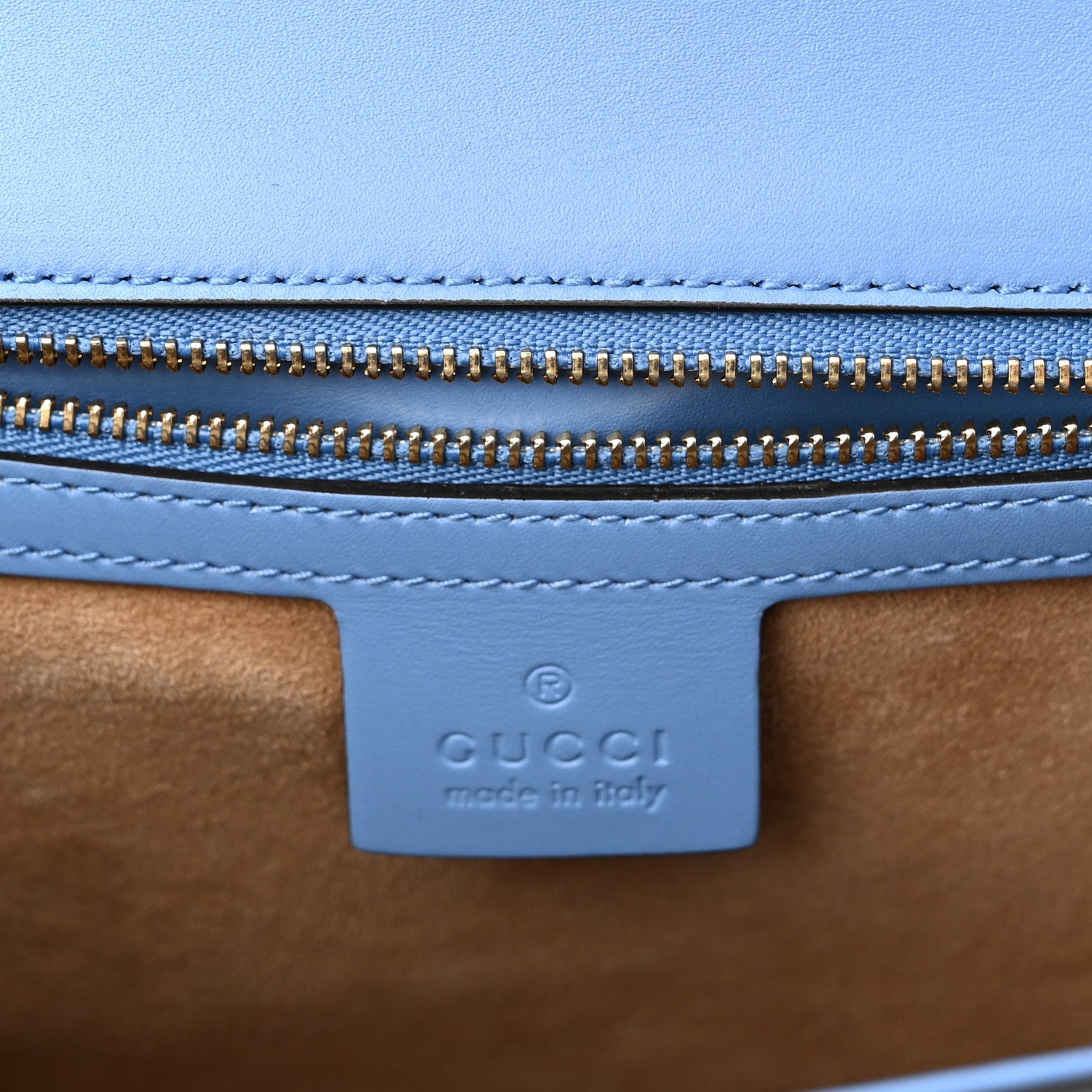 Gucci Calfskin Embroidered Medium Sylvie Top Handle Bag Clear Sky Blue 6 of 10
