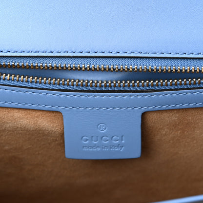 Gucci Calfskin Embroidered Medium Sylvie Top Handle Bag Clear Sky Blue 6 of 10