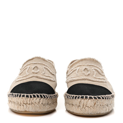 Chanel Linen CC Espadrilles 42 Beige Black 2 of 9