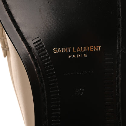 Saint Laurent Calfskin Penny Loafers 37 Pearl 7 of 10
