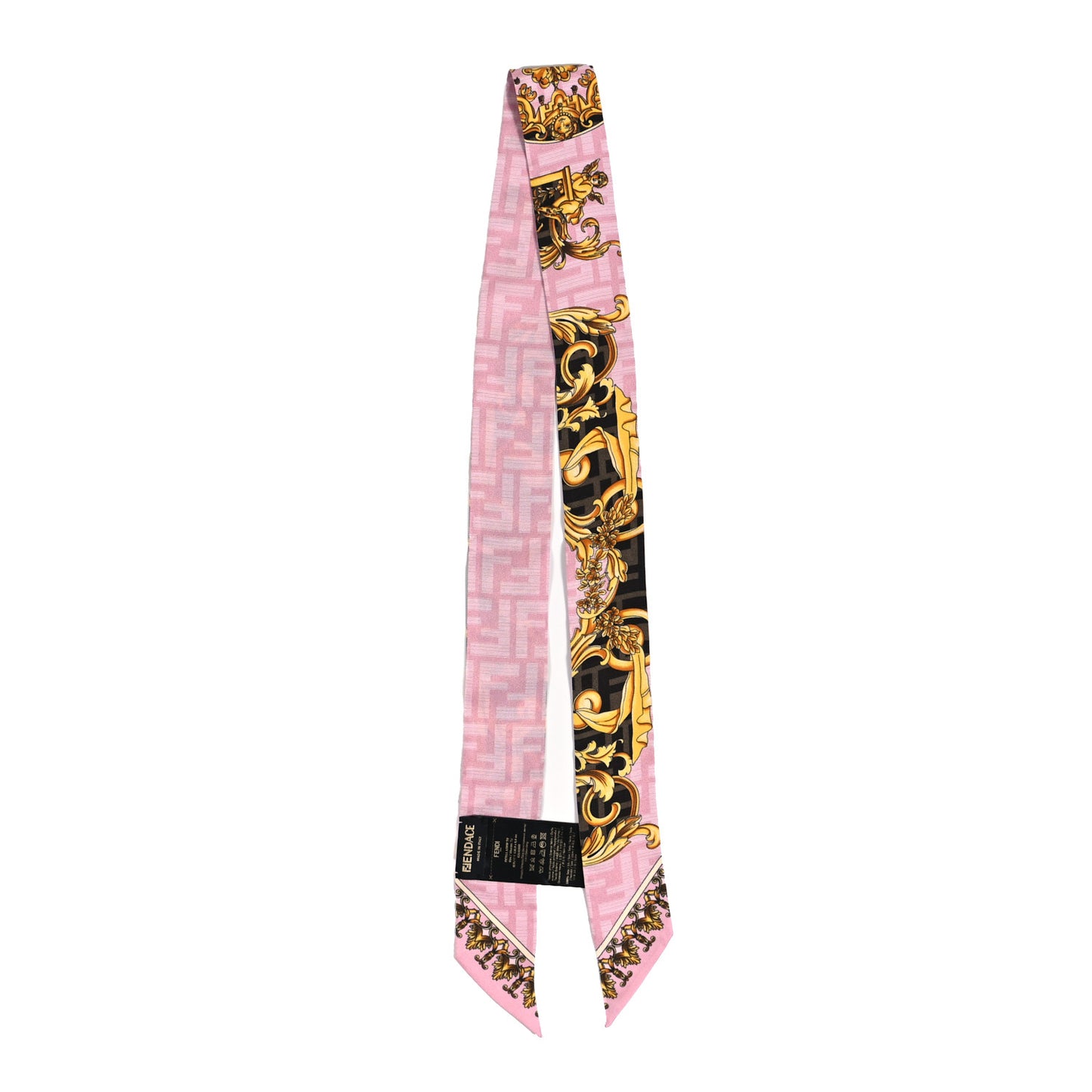 X VERSACE Silk FF Baroque Fendace Wrappy Scarf Rosa Tabacco