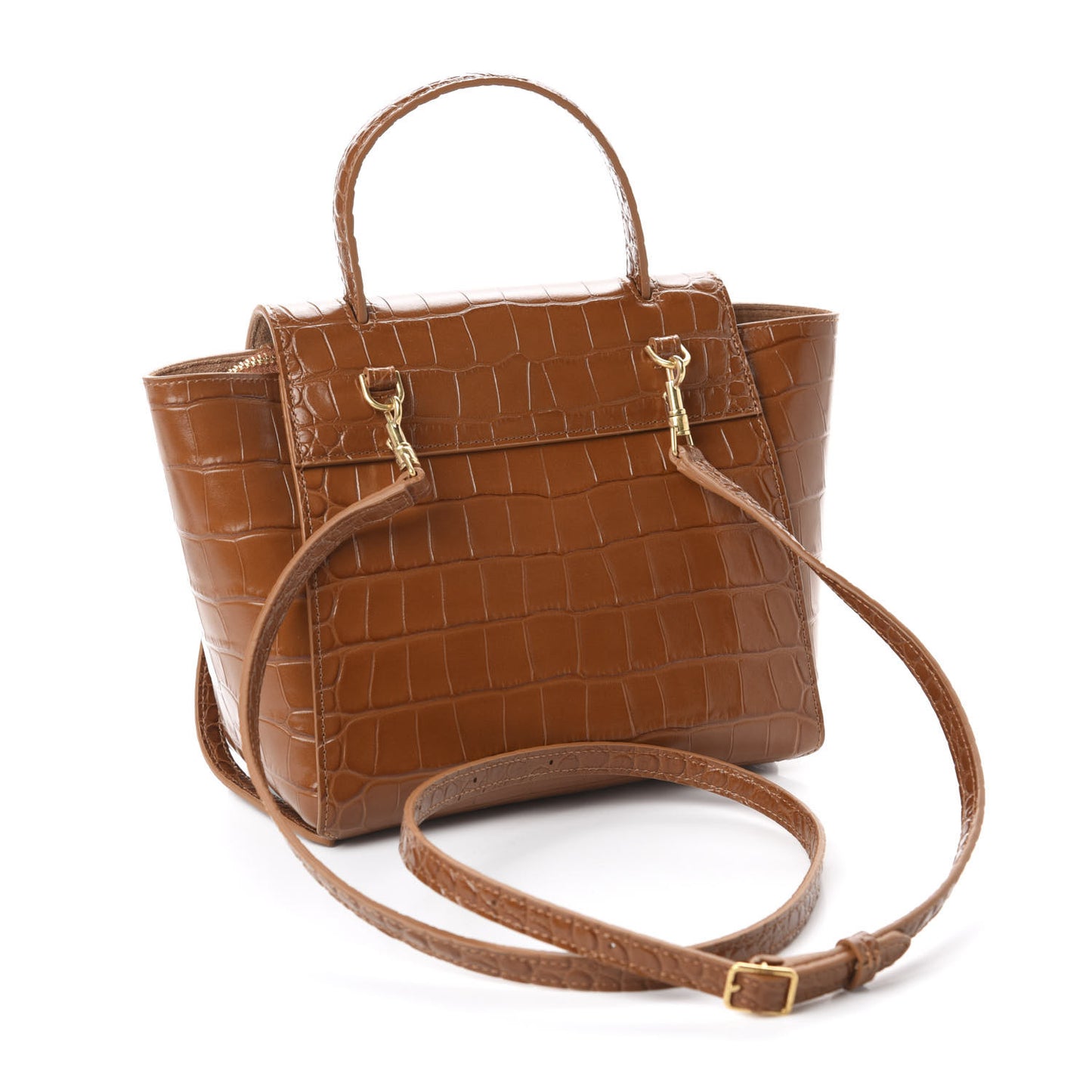 Calfskin Crocodile Embossed Nano Belt Bag Camel