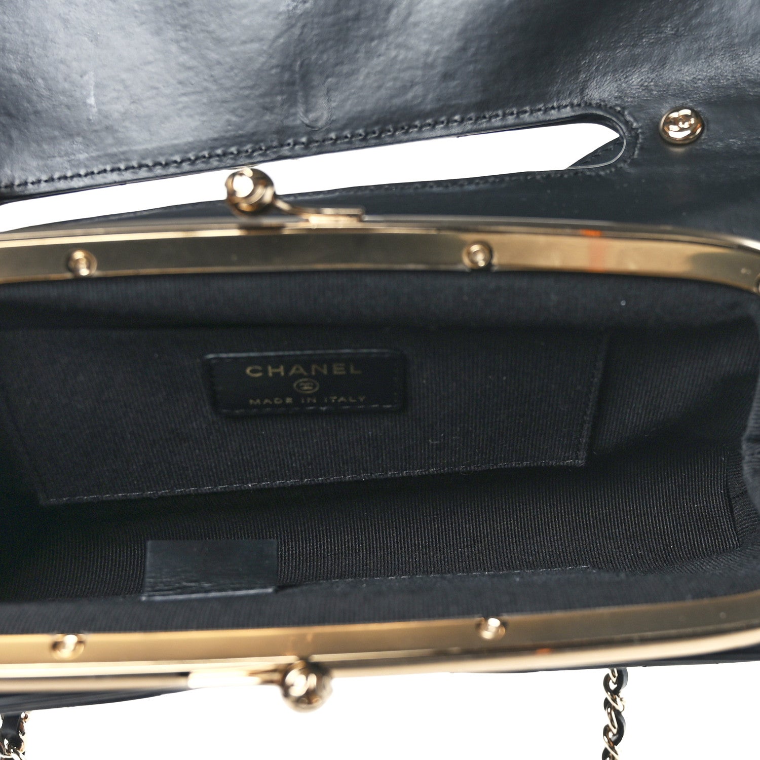 Chanel Shiny Calfskin Quilted Flap Phone Holder With Chain Black 5 of 9