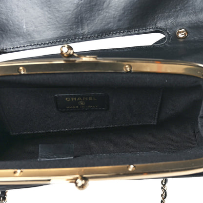 Chanel Shiny Calfskin Quilted Flap Phone Holder With Chain Black 5 of 9