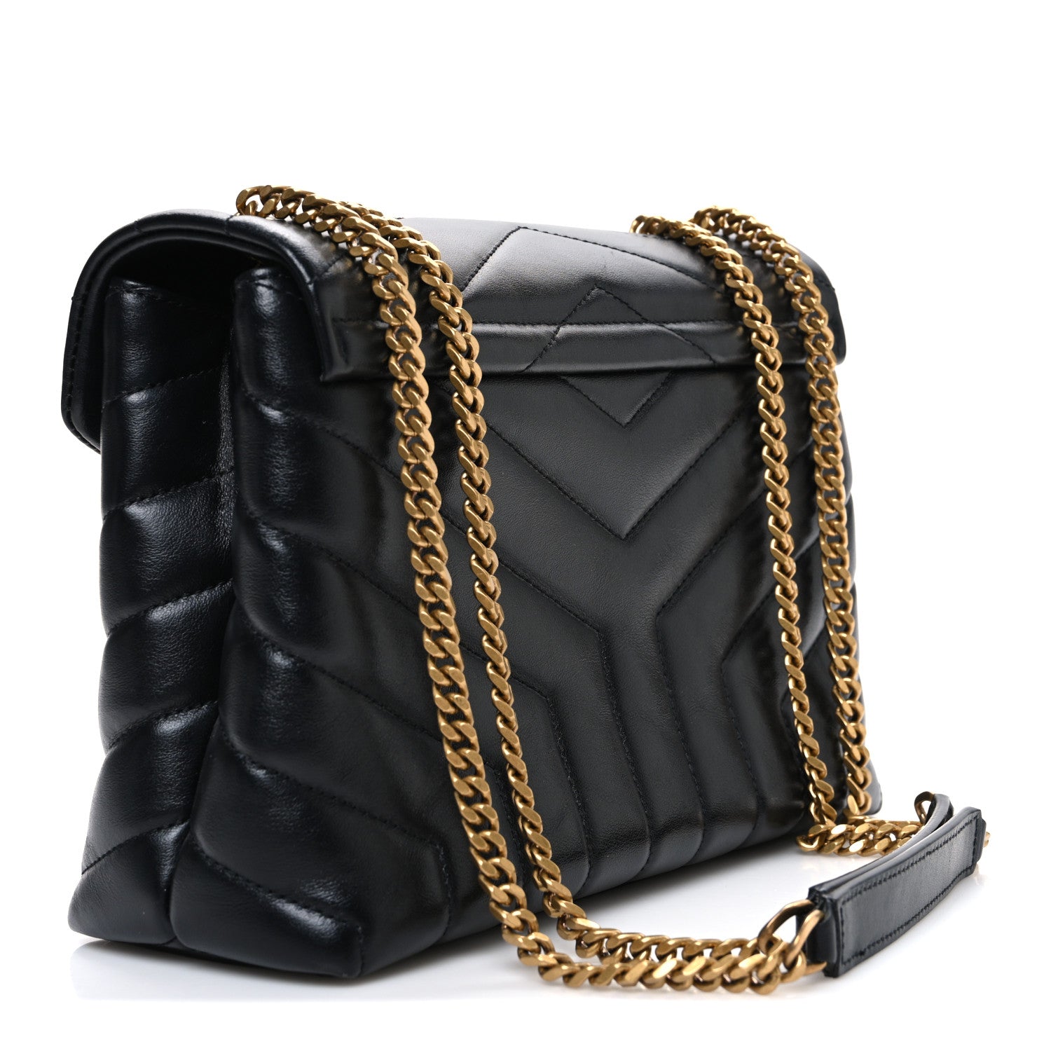 Saint Laurent Calfskin Y Quilted Monogram Small Loulou Chain Satchel Black 3 of 10
