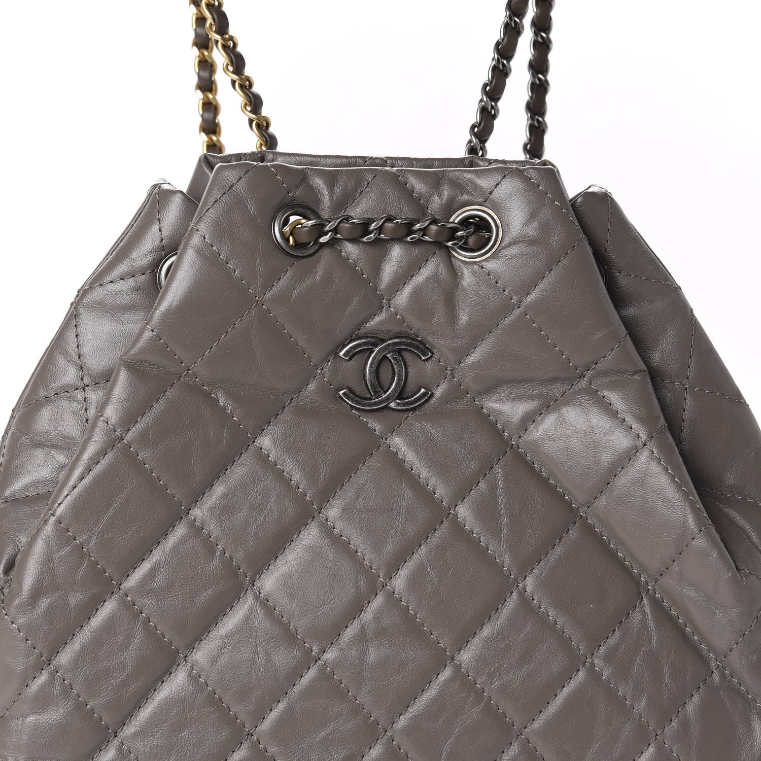 Chanel Aged Calfskin Quilted Small Gabrielle Backpack Grey 9 of 10
