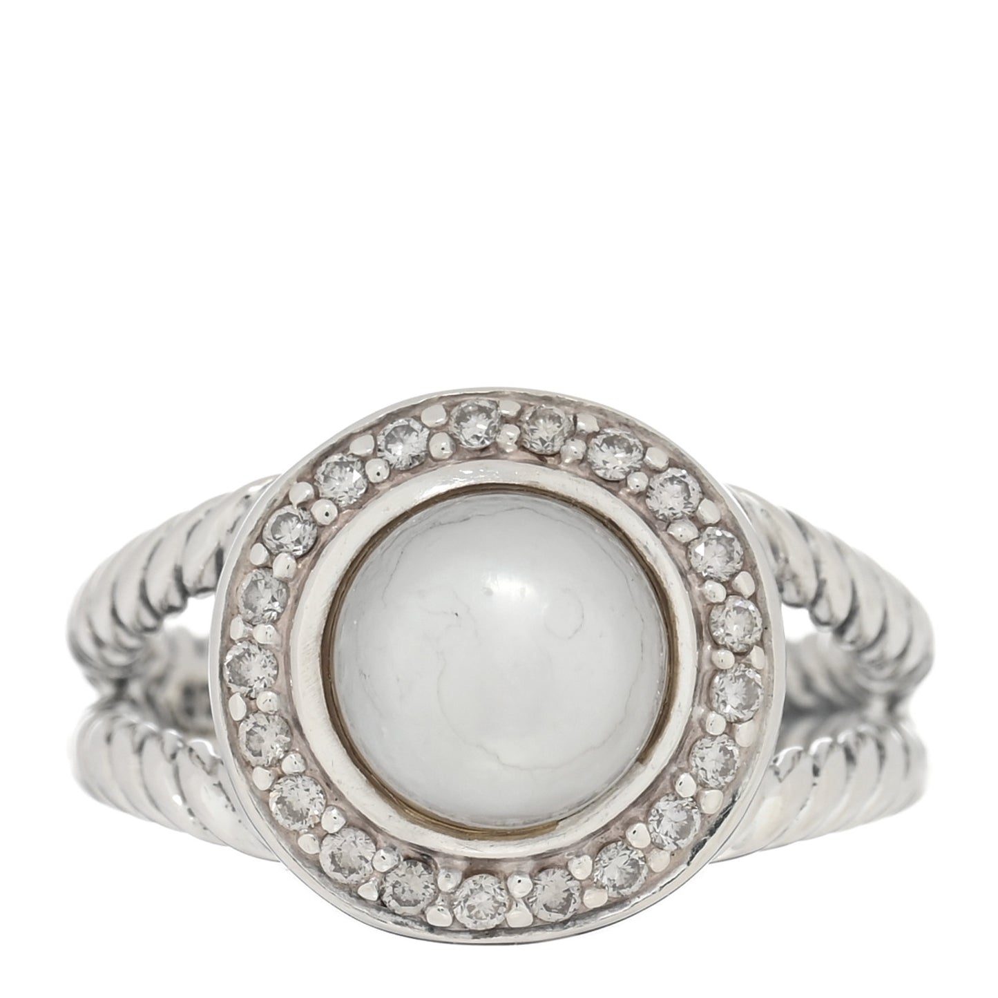 Sterling Silver Diamond Pearl 8mm Petite Cerise Ring 52 6