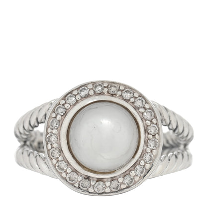 David Yurman Sterling Silver Diamond Pearl 8mm Petite Cerise Ring 52 6 1 of 4