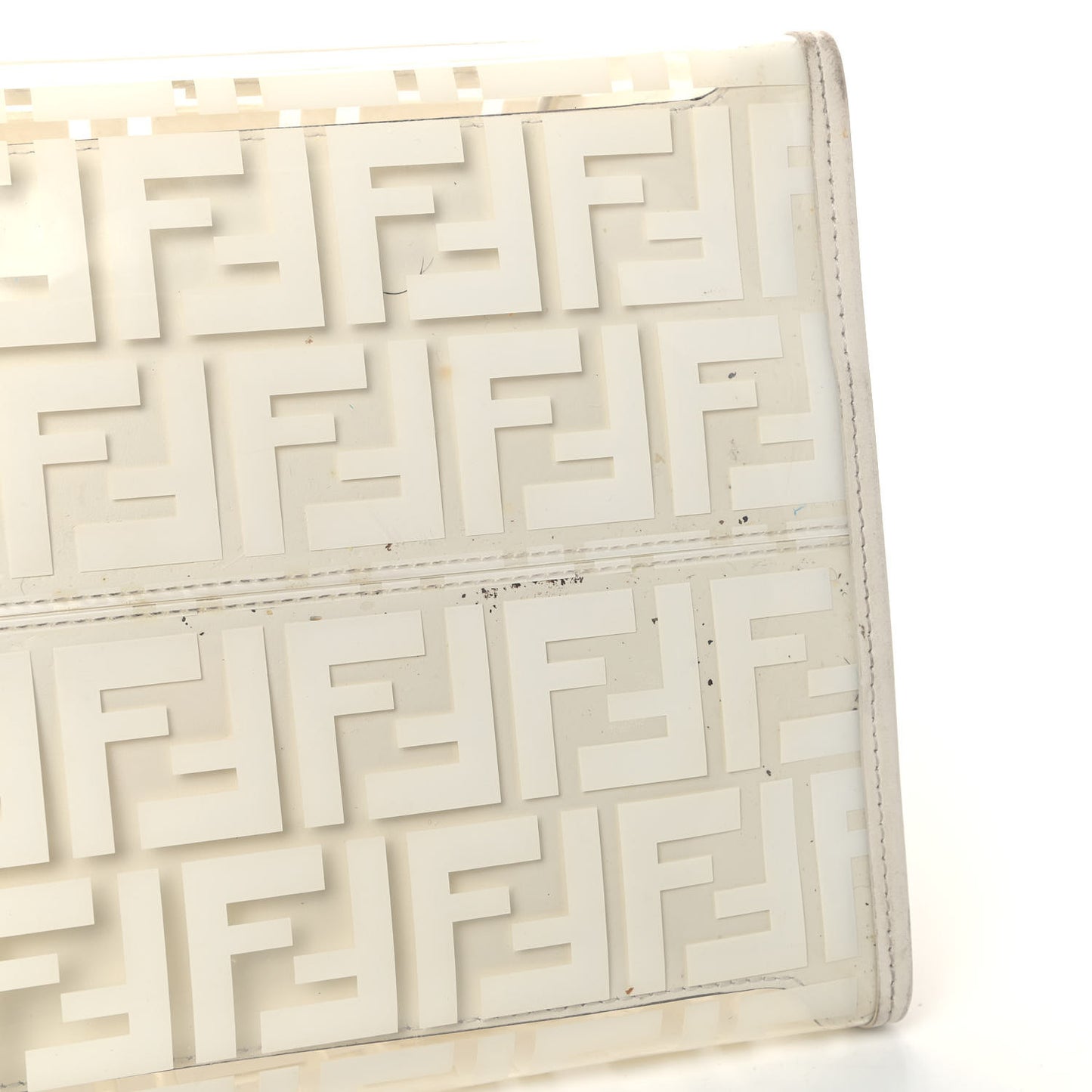 TPU FF Vitello Century Plexiglass Large Runaway Shopper Tote White