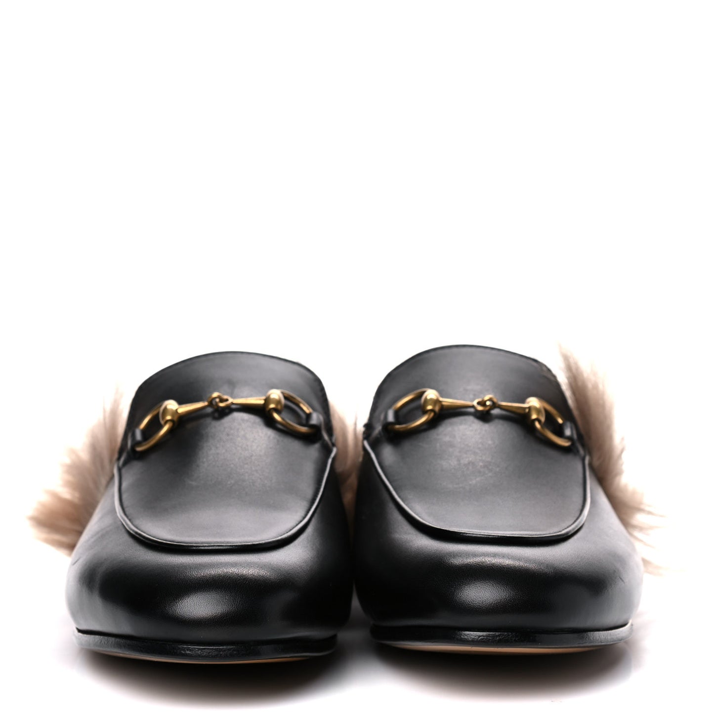 Calfskin Fur Womens Princetown Slippers 37.5 Black