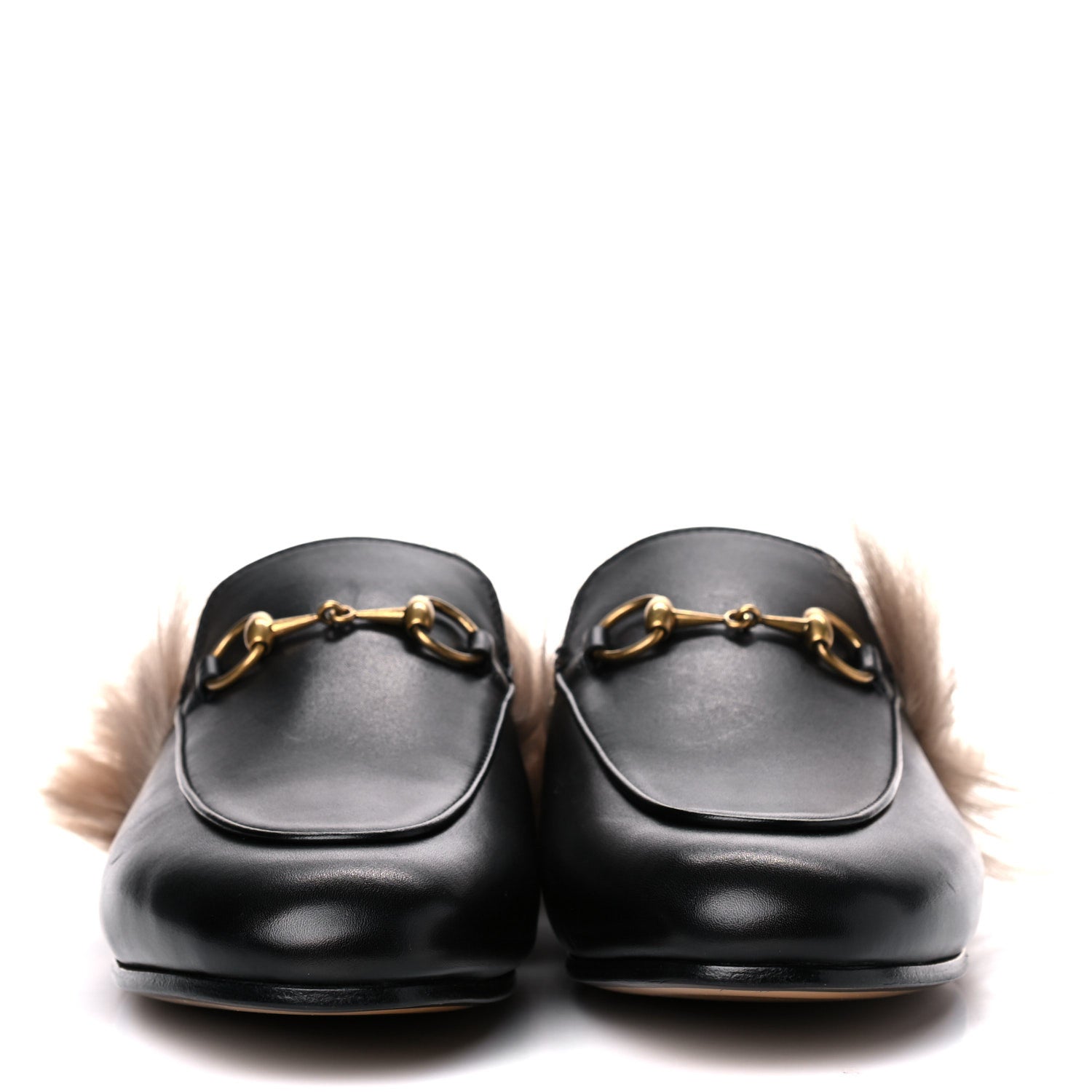 Gucci Calfskin Fur Womens Princetown Slippers 37.5 Black 2 of 14