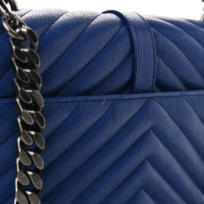 Saint Laurent Sheepskin Matelasse Chevron Monogram Medium College Bag Royal Blue 9 of 9