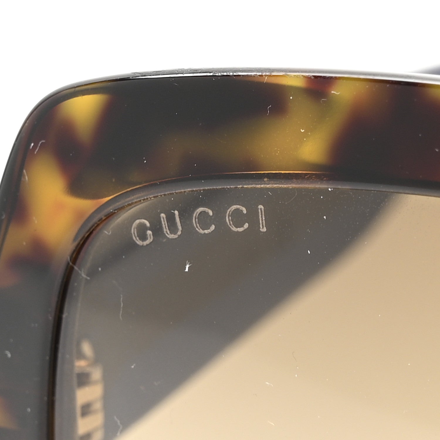 Gucci Acetate Square Frame Web Glitter Sunglasses GG0036S Brown Blue 7 of 7