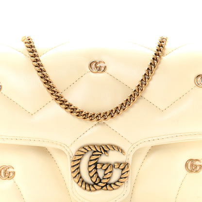Gucci Calfskin Matelasse Double G Studs Mini Torchon GG Marmont Shoulder Bag White 9 of 11