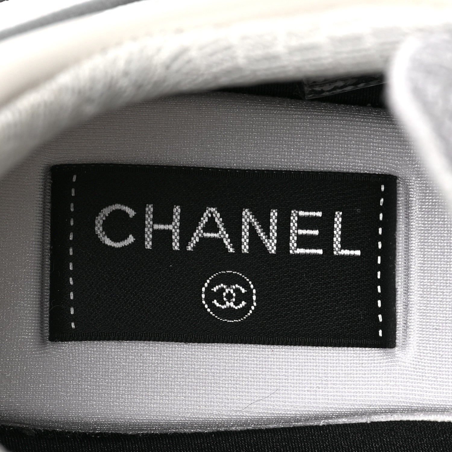 Chanel Nylon Calfskin Suede Womens CC Sneakers 38 Grey White 6 of 7