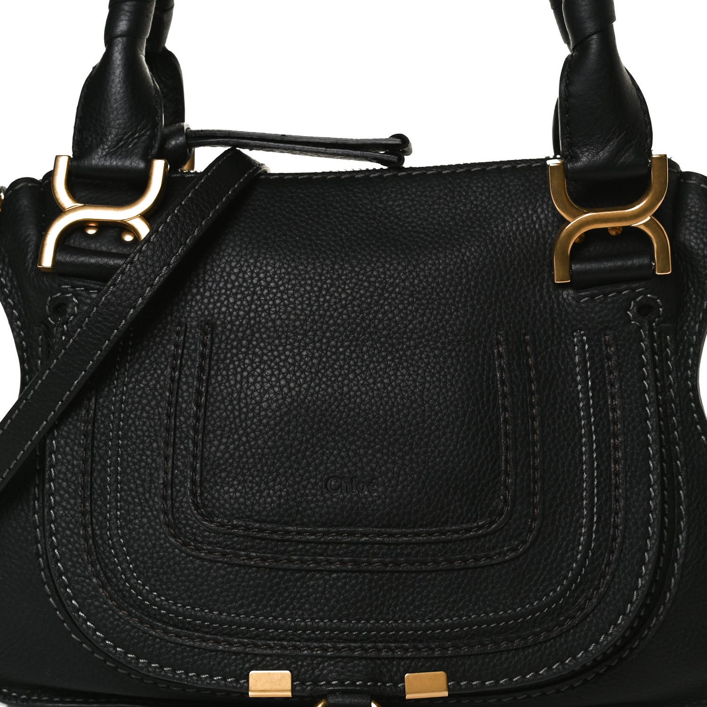 Calfskin Small Marcie Satchel Black