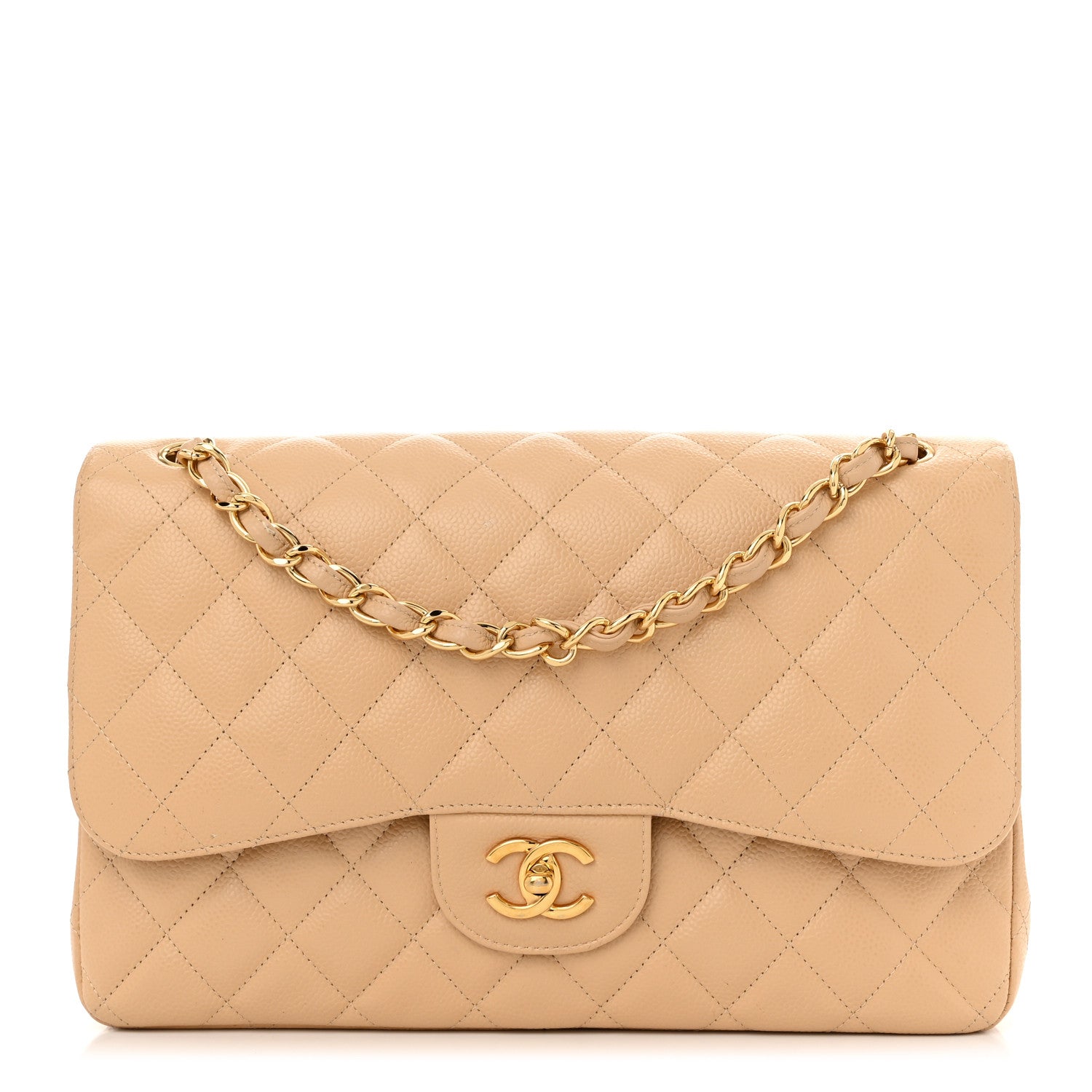 Chanel Caviar Quilted Jumbo Double Flap Beige 1 of 10