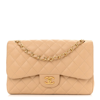 Chanel Caviar Quilted Jumbo Double Flap Beige 1 of 10