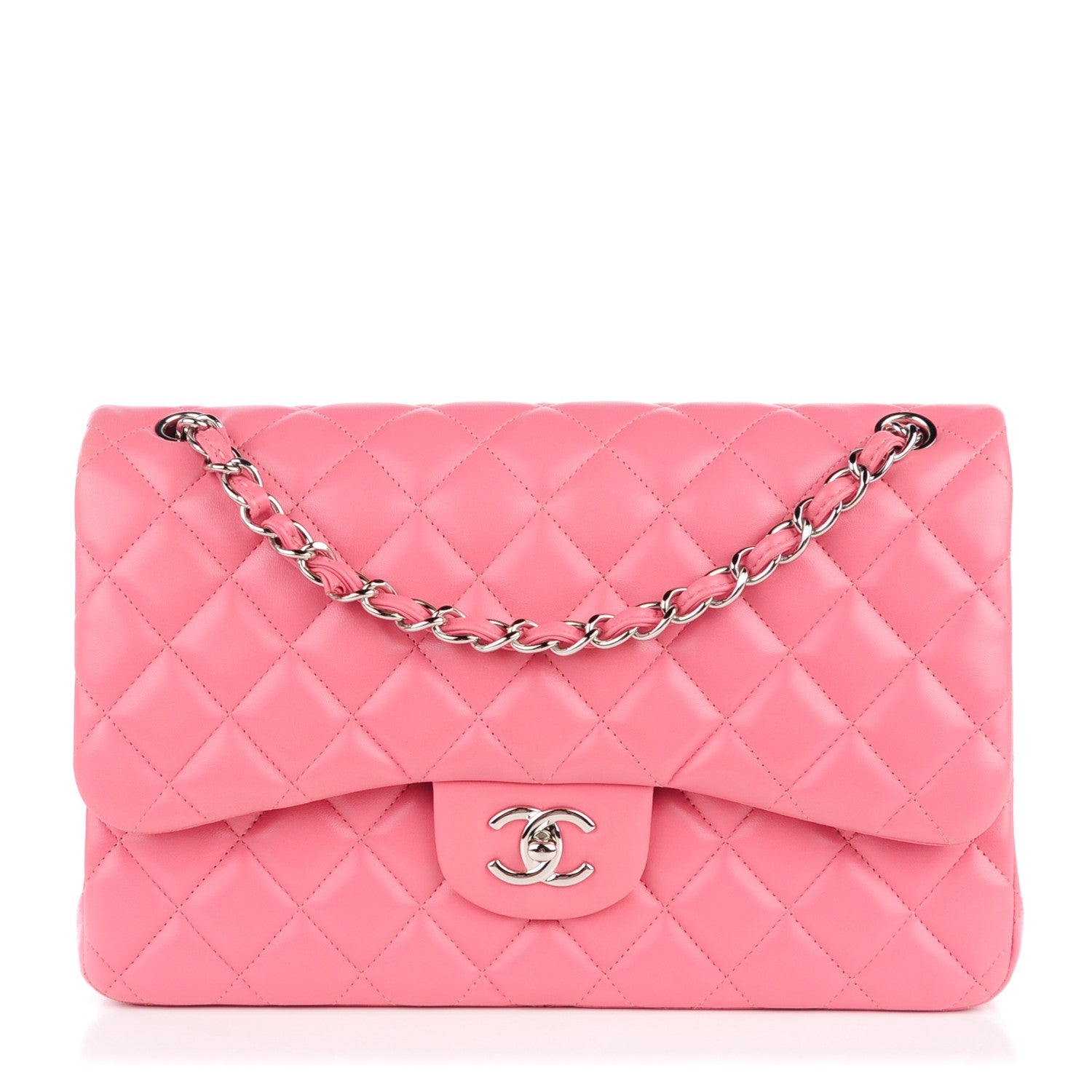 Chanel Lambskin Quilted Jumbo Double Flap Pink 1 of 8