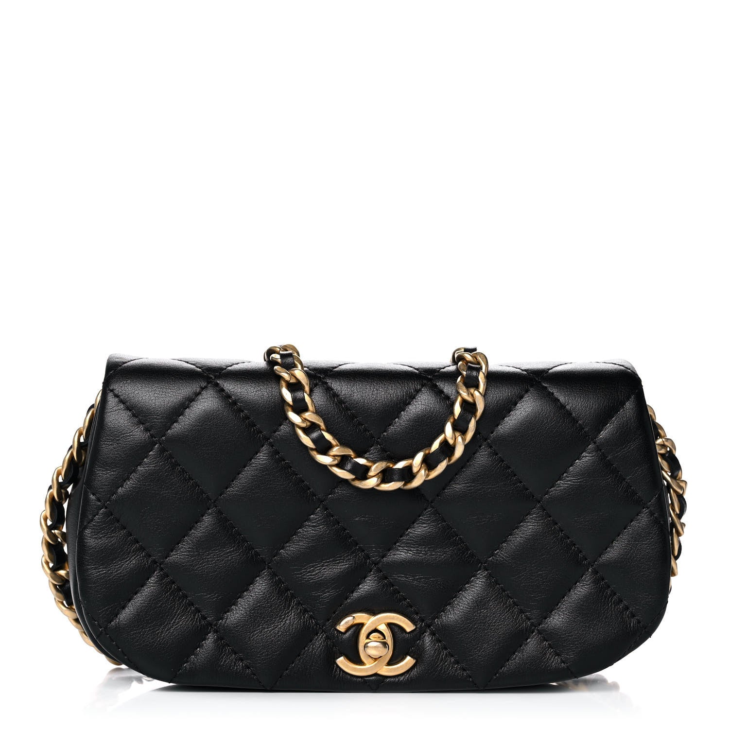 Chanel Calfskin Quilted Coco Mail Clutch With Chain Black 1 of 13