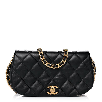 Chanel Calfskin Quilted Coco Mail Clutch With Chain Black 1 of 13