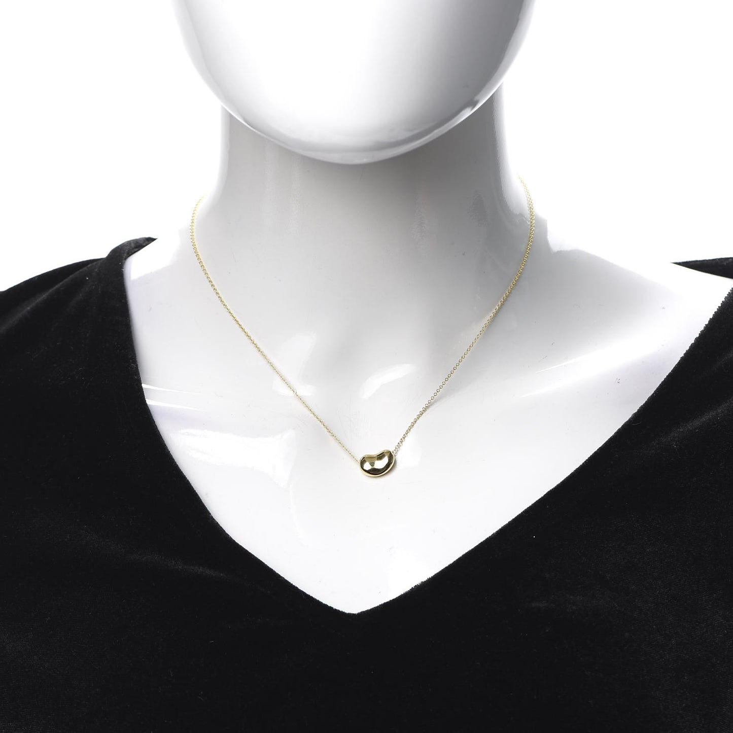 18K Yellow Gold 12mm Elsa Peretti Bean Pendant Necklace