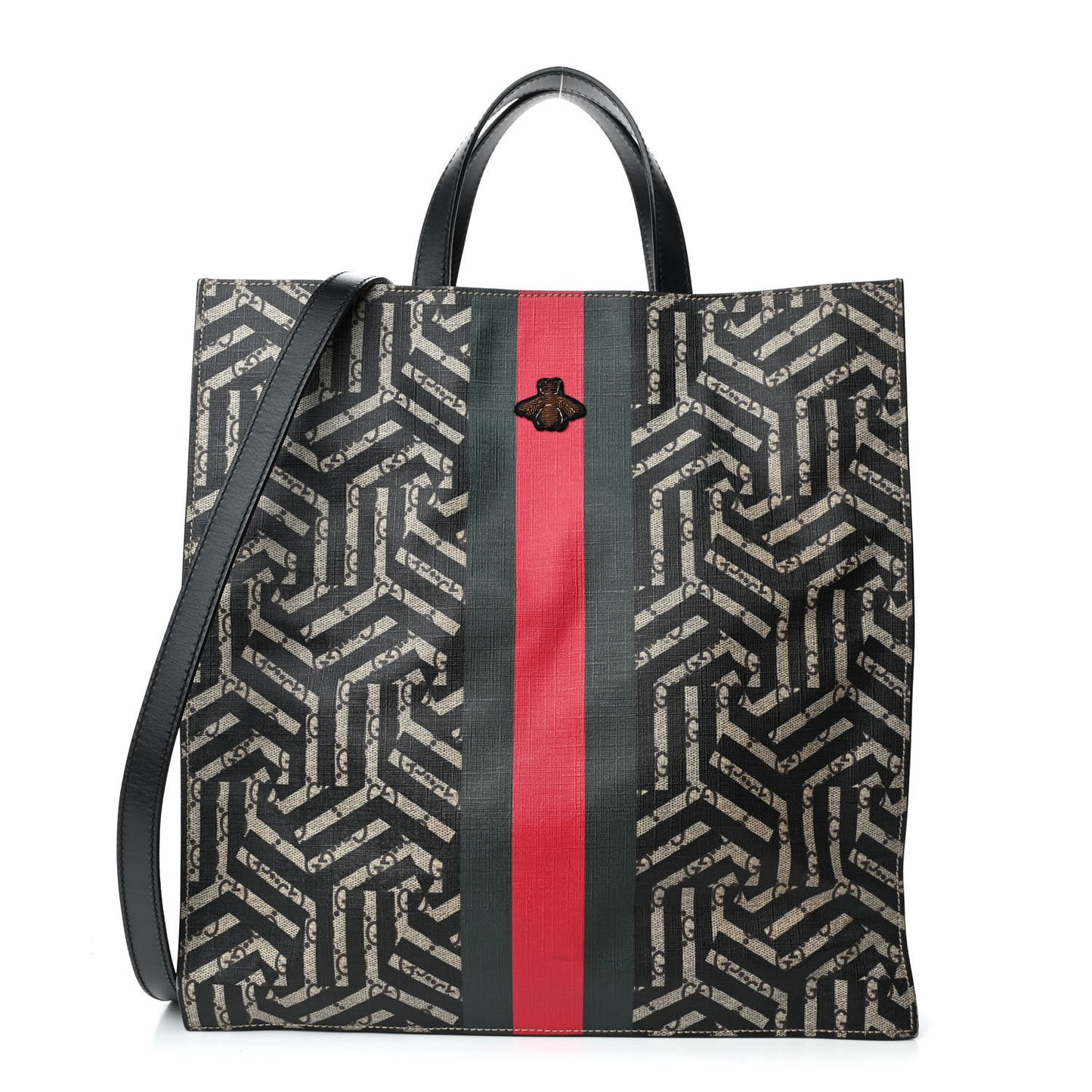 GG Supreme Monogram Caleido Web Vertical Tote Black