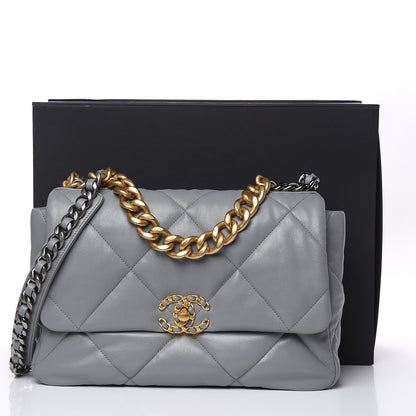 Chanel Lambskin Quilted Large 19 Flap Grey 10 of 10