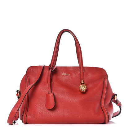 Alexander McQueen Pebbled Calfskin Small Skull Padlock Zip Around Tote Red 1 of 22