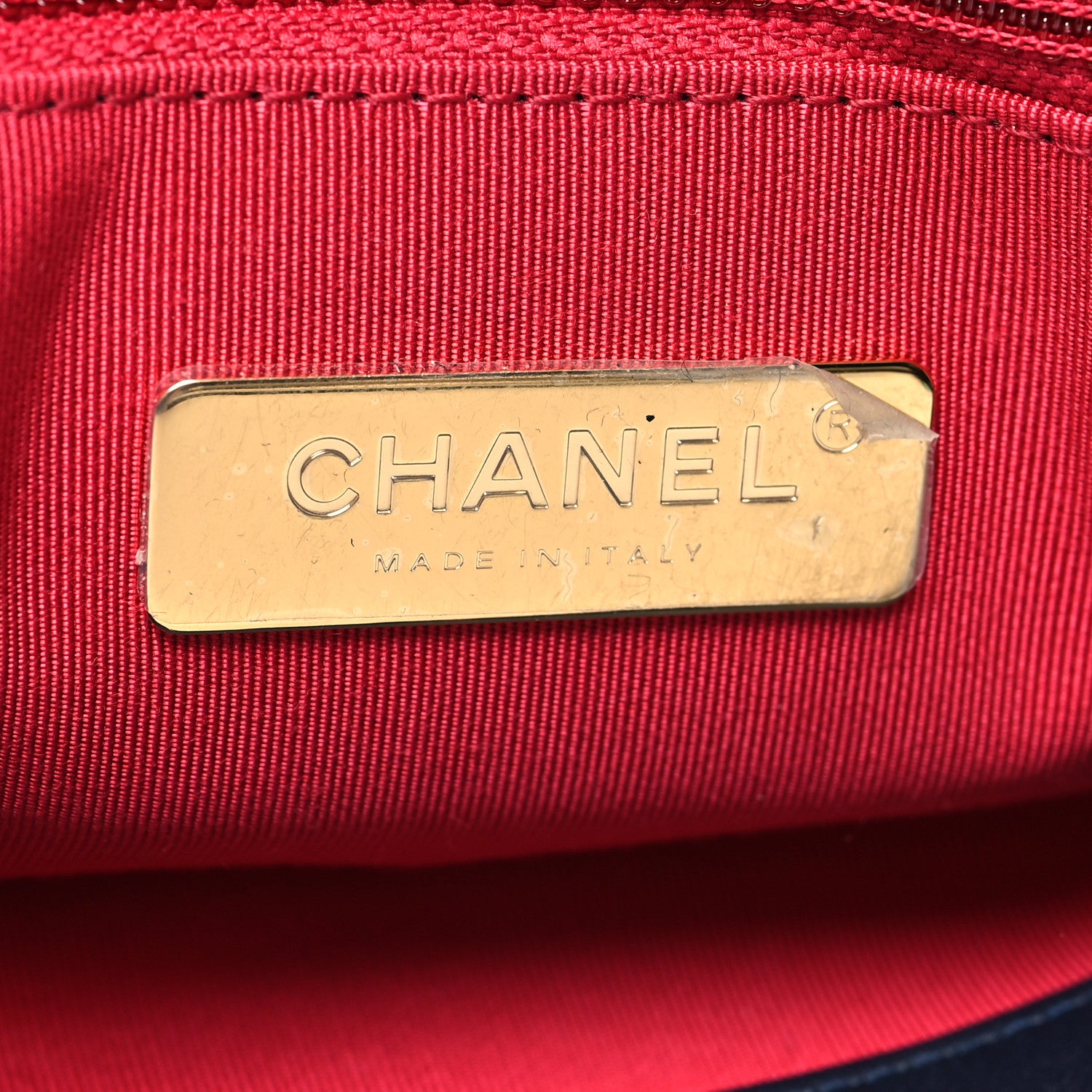 Chanel Tweed Quilted Large Chanel 19 Flap Navy Blue White Red 6 of 10