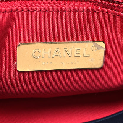 Chanel Tweed Quilted Large Chanel 19 Flap Navy Blue White Red 6 of 10
