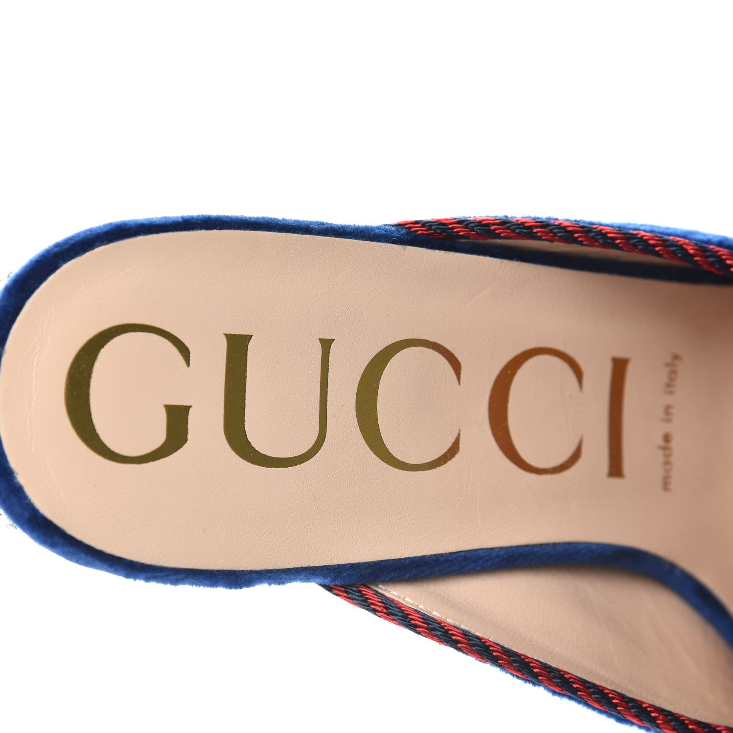 Gucci Velvet Crystal Sylvie Bow Mules 38 Cobalt Blue 7 of 9