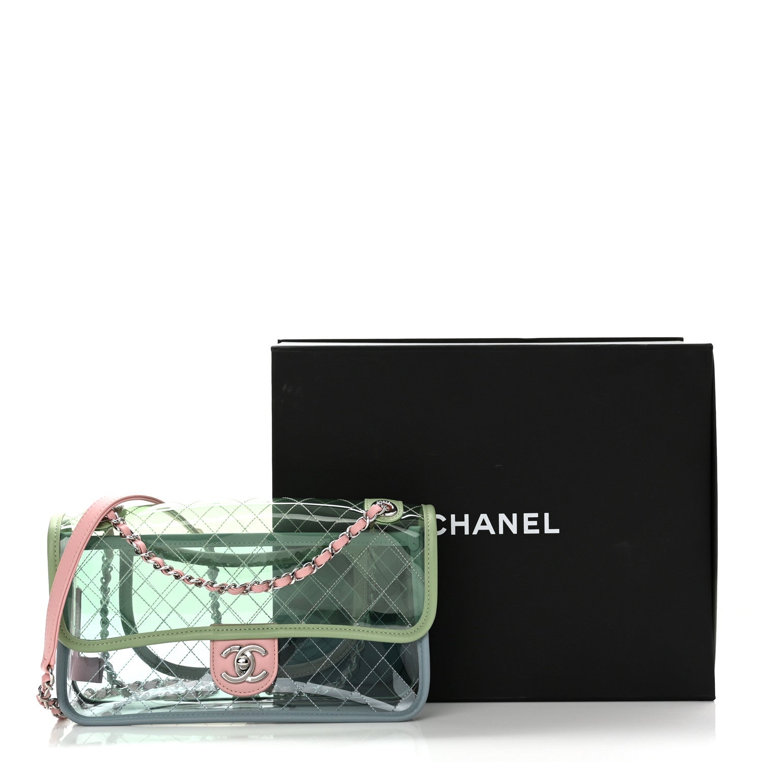 Chanel Lambskin PVC Quilted Medium Coco Splash Flap Blue Green 10 of 10
