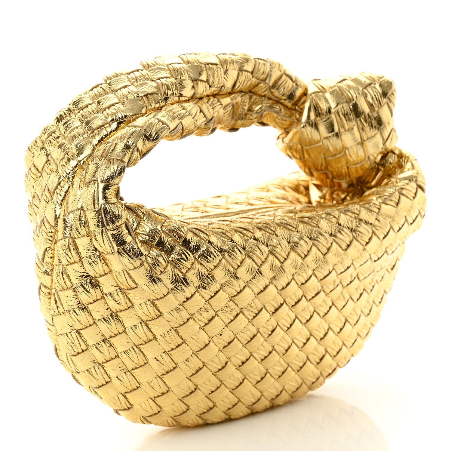 Bottega Veneta Laminated Calfskin Pressed Intreccio Mini Jodie Gold 3 of 11