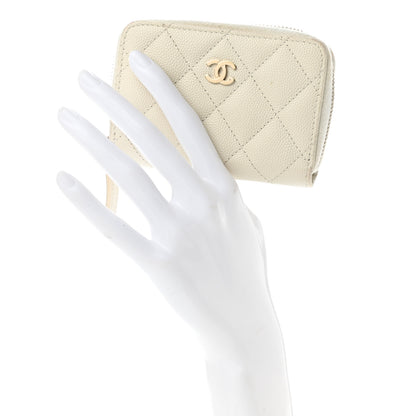 Chanel Caviar Quilted Zip Coin Purse White 3 of 12