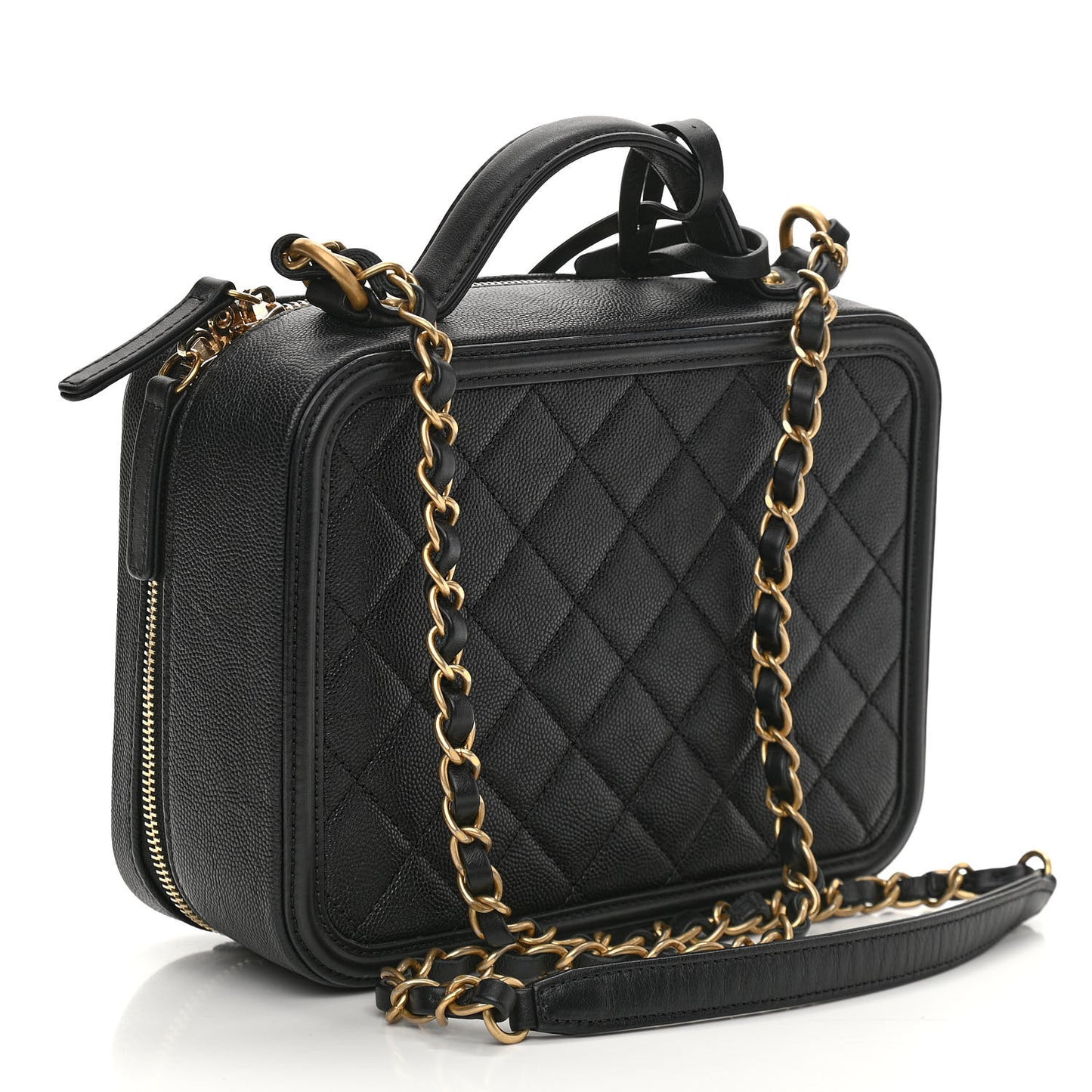 Caviar Quilted Medium CC Filigree Vanity Case Black