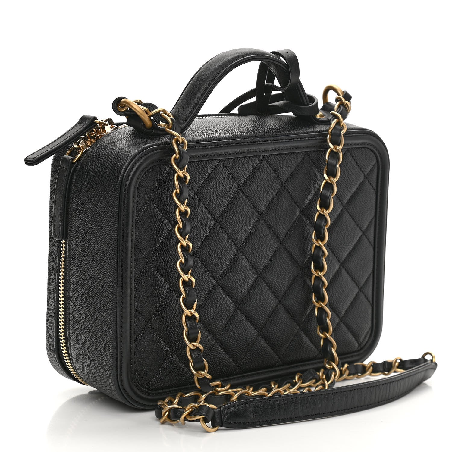 Chanel Caviar Quilted Medium CC Filigree Vanity Case Black 3 of 13