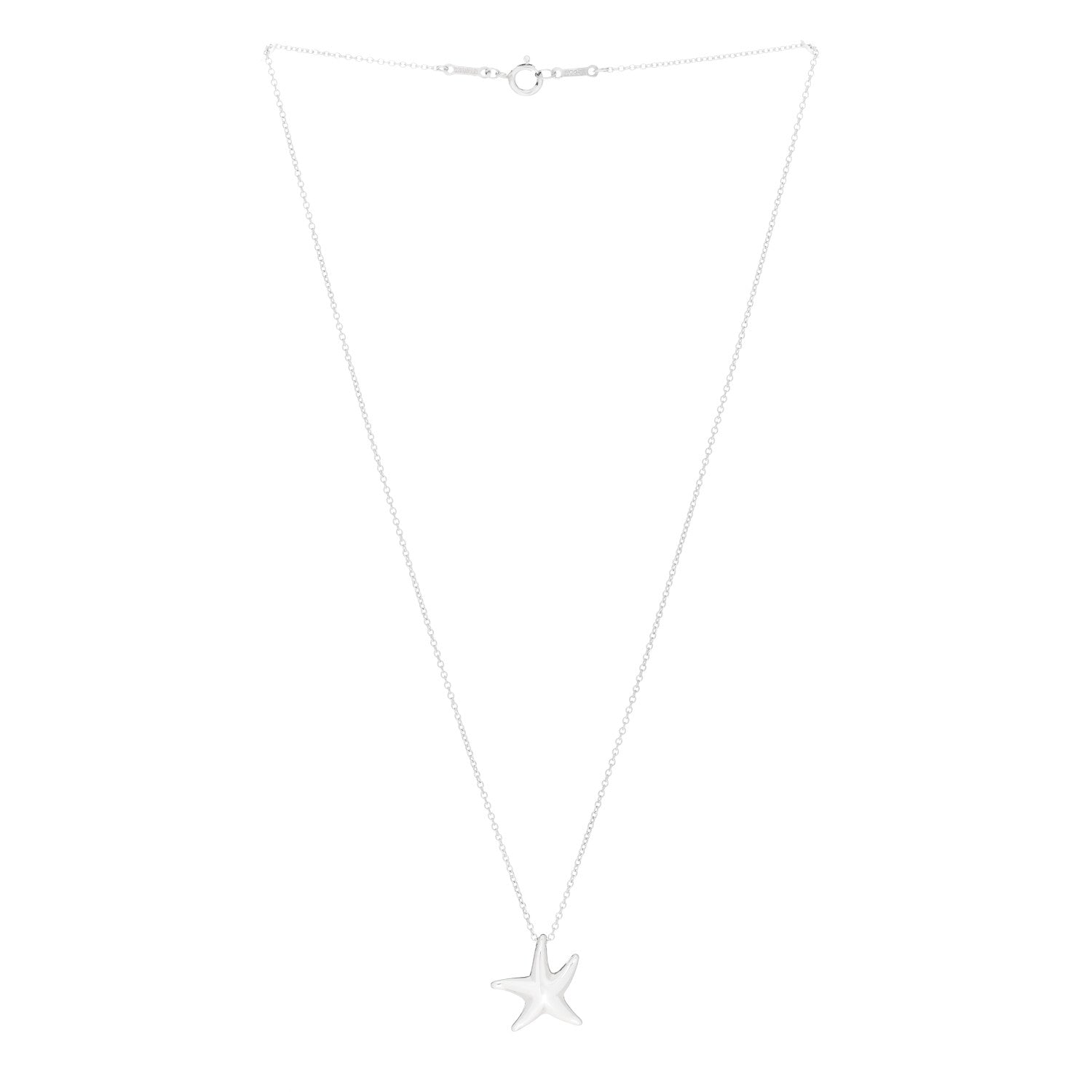 Tiffany Sterling Silver 15mm Elsa Peretti Starfish Pendant Necklace 3 of 5