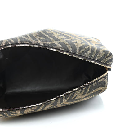 Fendi X SARAH COLEMAN Fabric Jacquard Vitello King FF Vertigo Medium Trapezoid Beauty Pouch Tobacco Moro Black 4 of 4