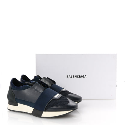 Balenciaga Mesh Calfskin Neoprene Suede Womens Race Runner Sneakers 40 Bleu Nuit 9 of 9